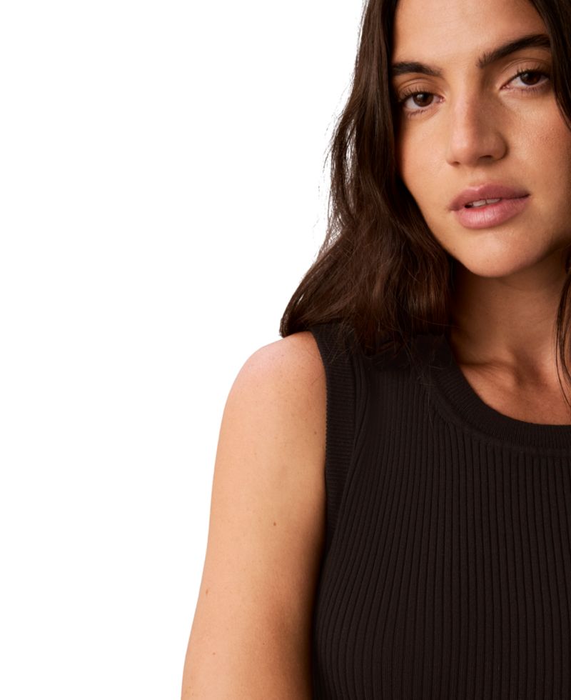 Women's Petite Ribbed Sleeveless Tank Sweater