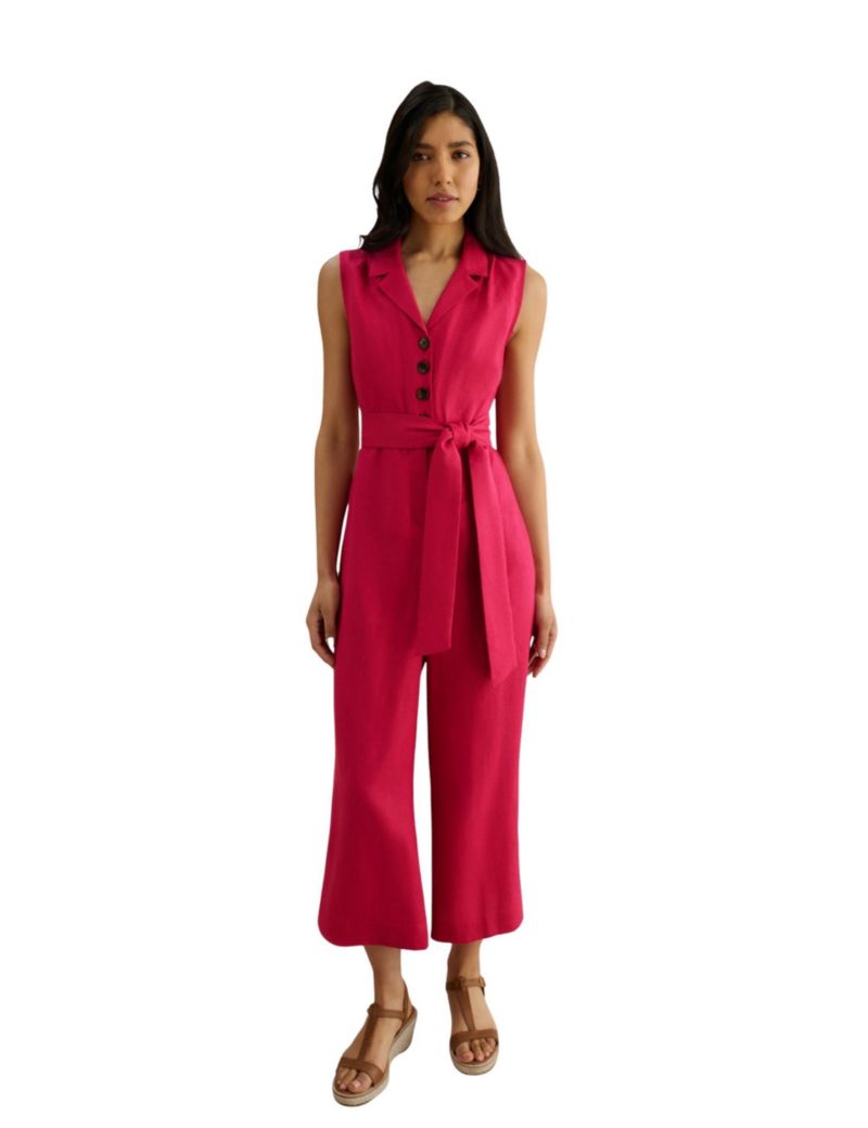 Women's Destiny Collared Linen Jumpsuit