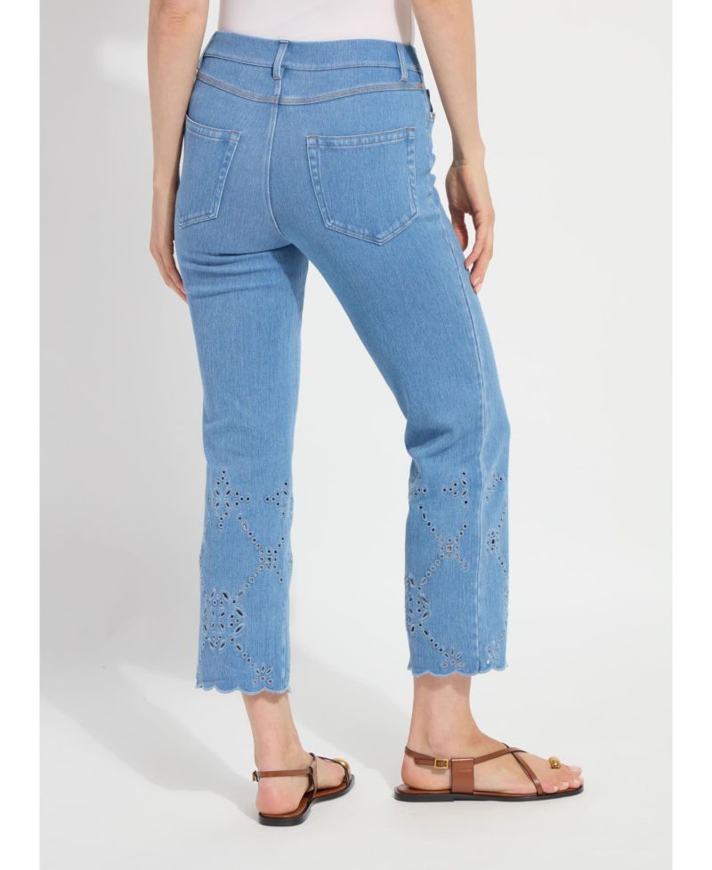Women's Billie Eyelet Straight-Leg Cropped Jeans