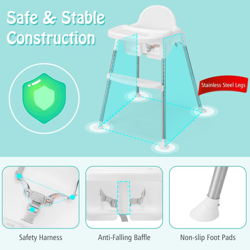 4-in-1 Convertible Baby High Chair with Removable Tray