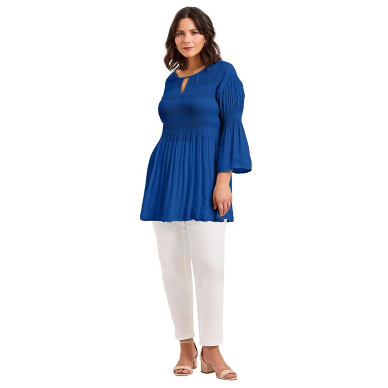 Women's Plus Size Keyhole Bell Sleeve Tunic