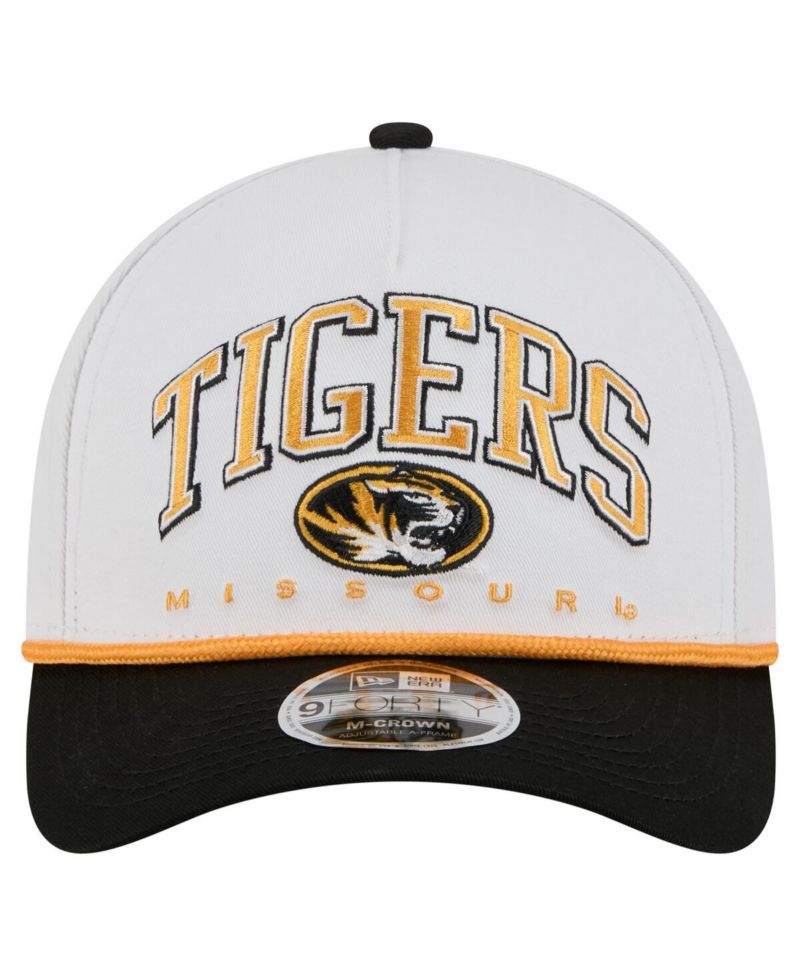 Men's White/Black Missouri Tigers Arch Two-Tone Rope 9FORTY A-Frame M-Crown Adjustable Hat