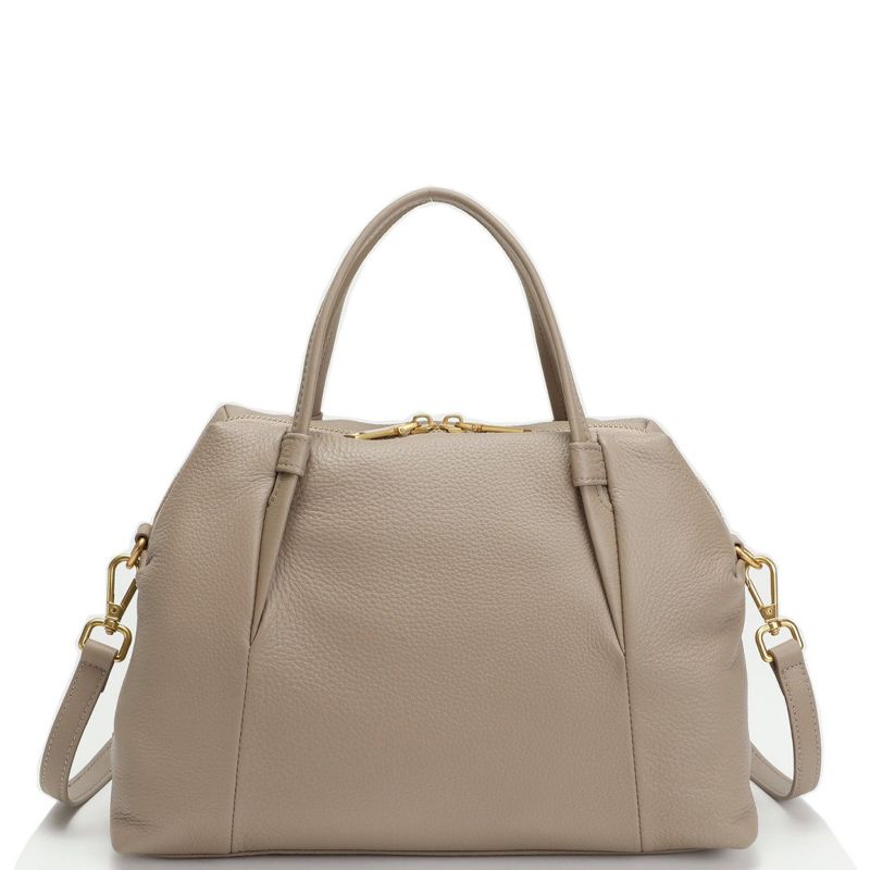 Ava Pebbled Leather Satchel Bag for Women Top Handle Crossbody Purse Structured Medium Everyday Tote with Shoulder Strap