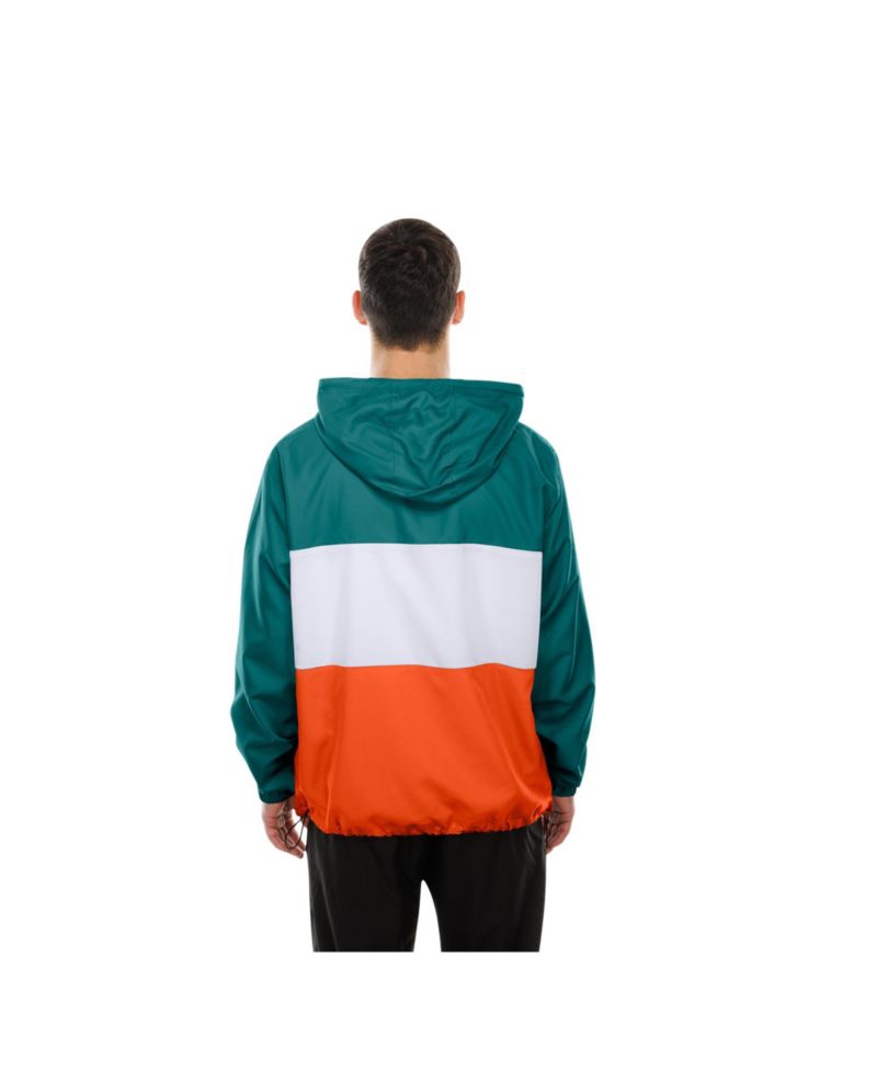 Men's Aqua Miami Dolphins Ripstop Quarter-Zip Hooded Windbreaker