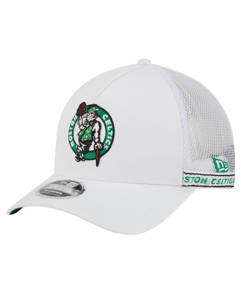 Men's White Boston Celtics Featherweight Team Tape 9FORTY M-Crown A-Frame Adjustable Hat
