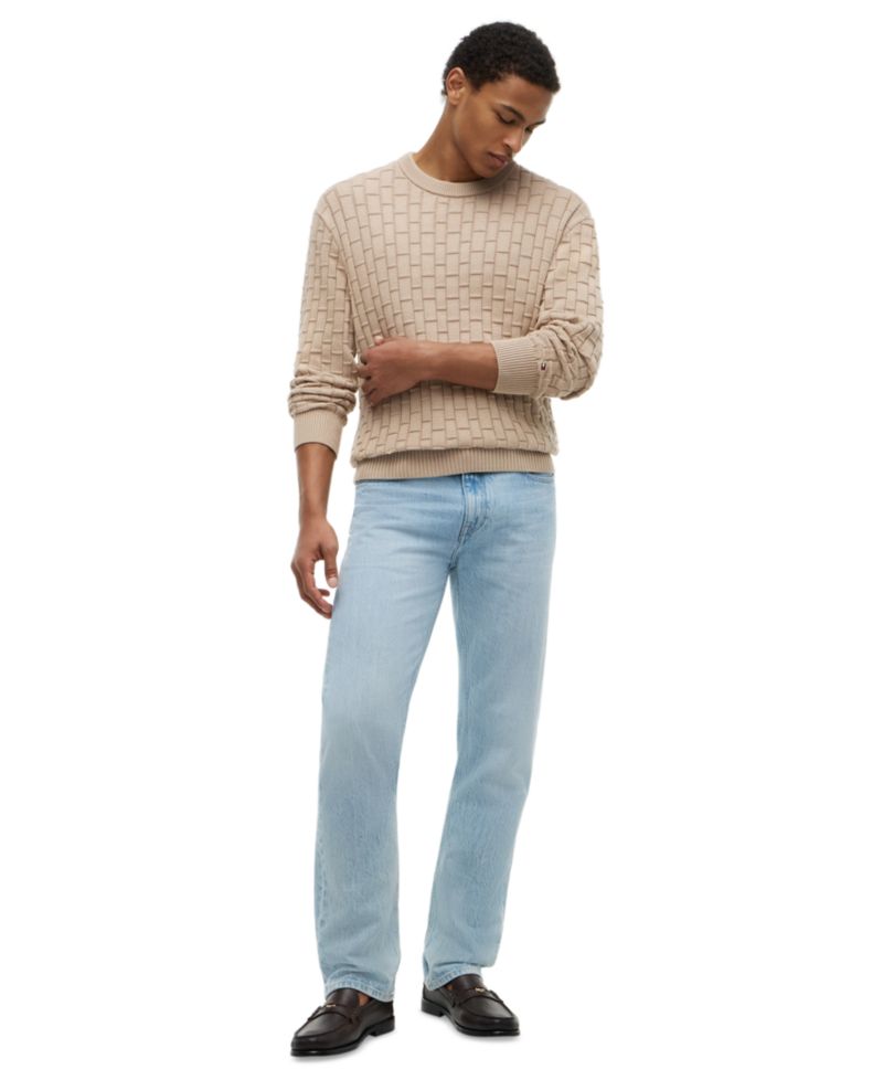 Men's Mock Cable Crewneck Sweater