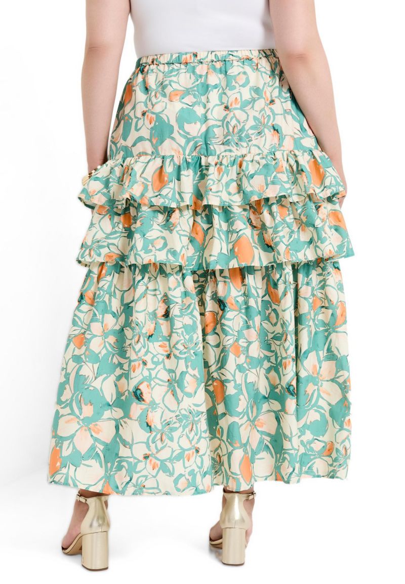 Women's June and Vie Poplin Tiered Midi Skirt