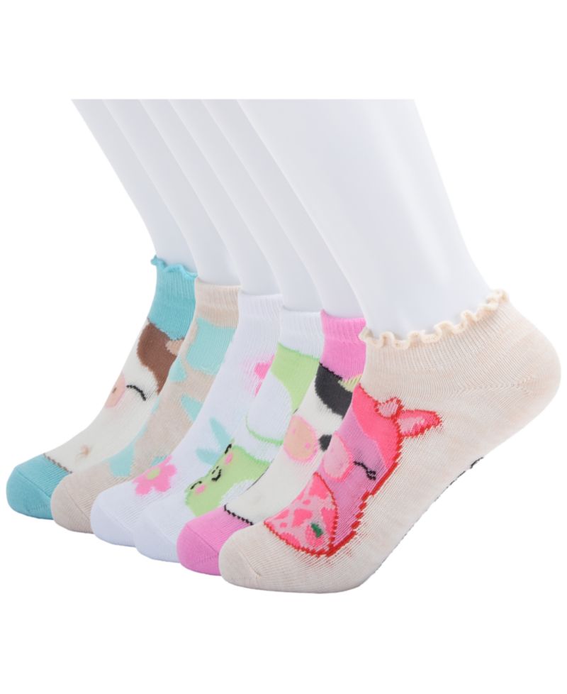 Girls' 4-8 Squishmallow No-Show Novelty Socks, 6-Pack