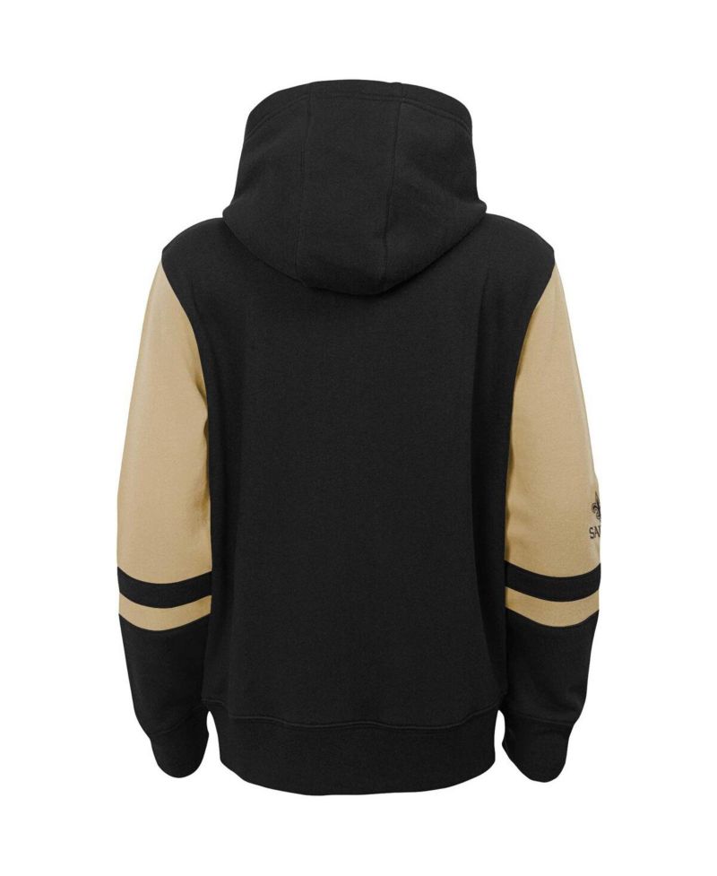 Big Boys Black New Orleans Saints Colorblock Full-Zip Hoodie