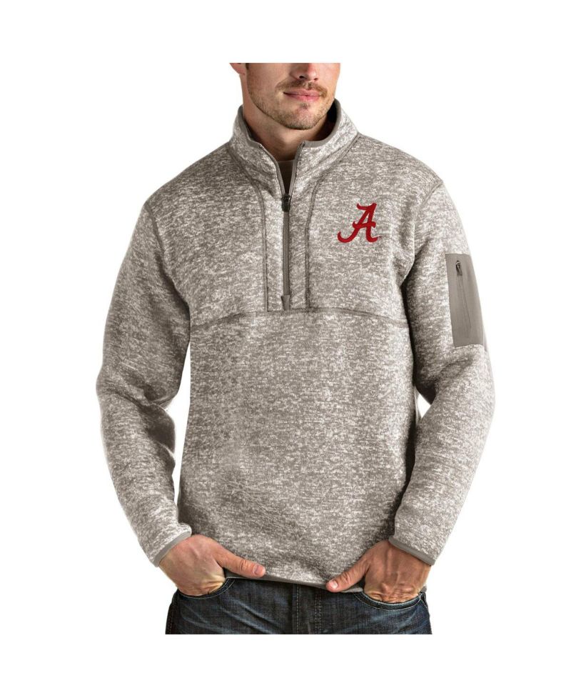 Men's Oatmeal Alabama Crimson Tide Fortune Half-Zip Pullover Jacket