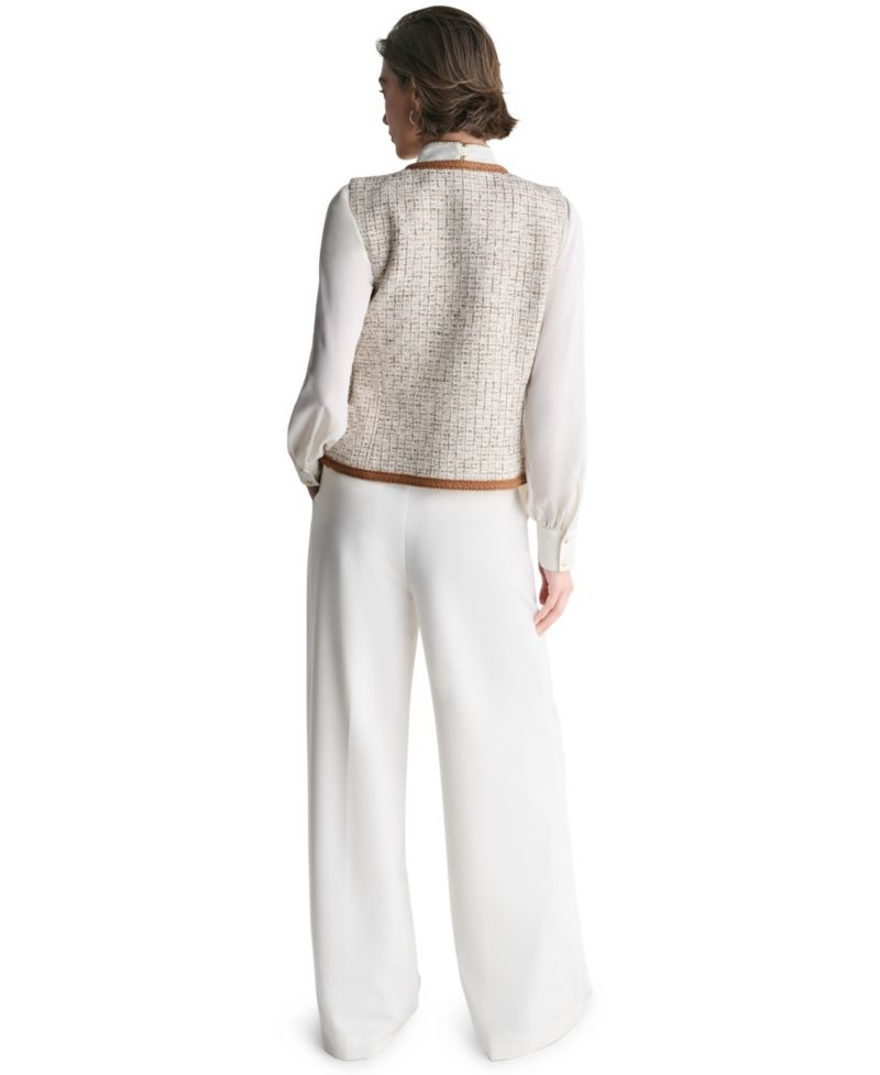 Women's Tweed Sleeveless Button-Front Vest