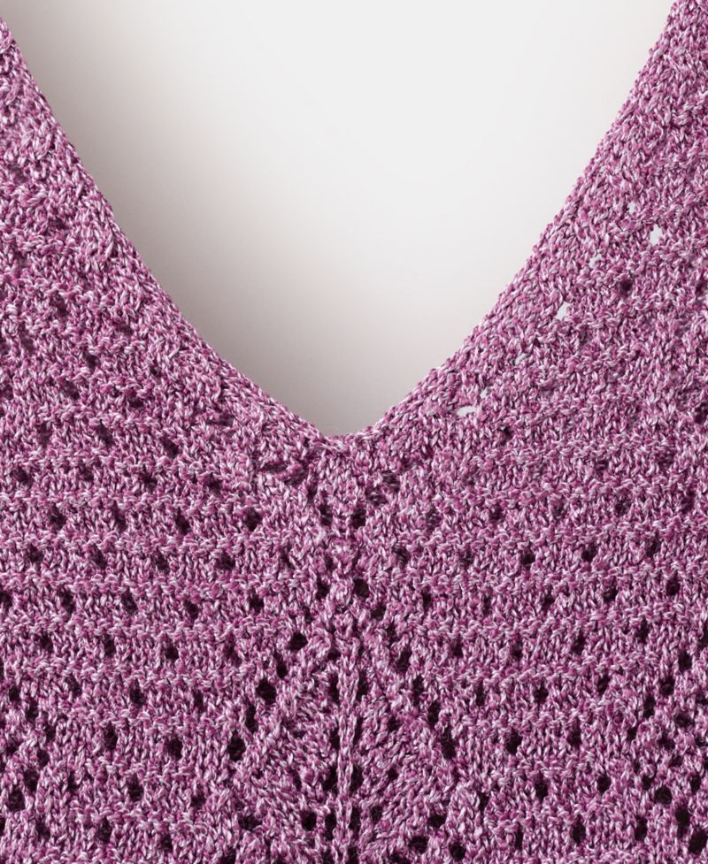 Women's Scalloped Ruffle Crocheted Lurex Top