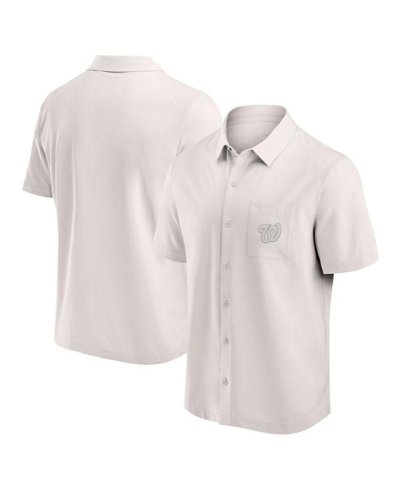 Men's Cream Washington Nationals Front Office Button-Up Shirt