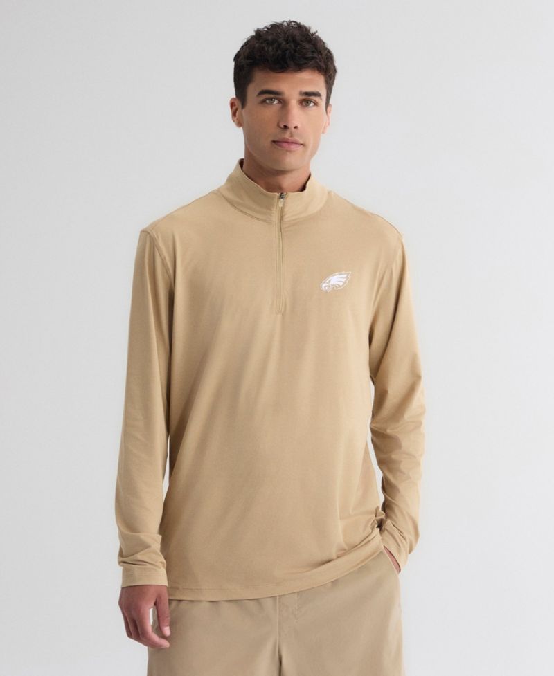 Men's Tan Philadelphia Eagles Clutch Quarter-Zip Pullover Sweatshirt