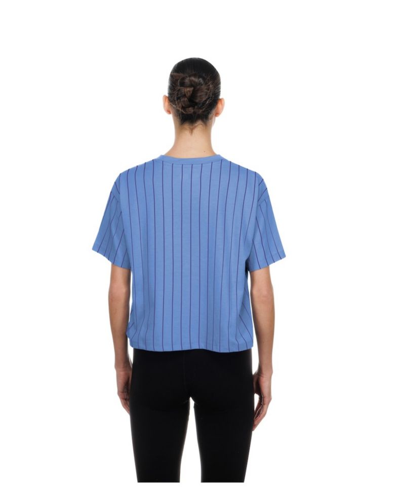 Women's Light Blue Colorado Rockies City Connect Throwback Meshback Pinstripe Boxy T-Shirt