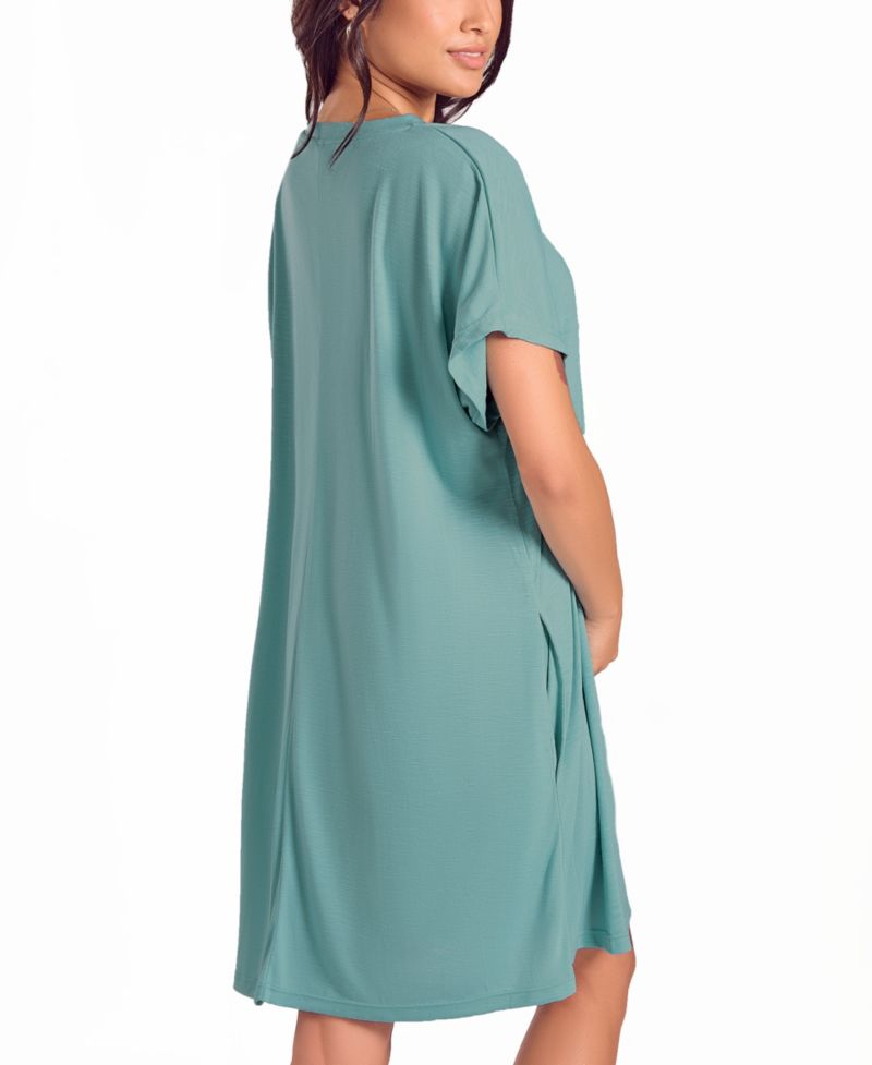 Plus Size Soft Breathable Night Shirt with Side Pockets