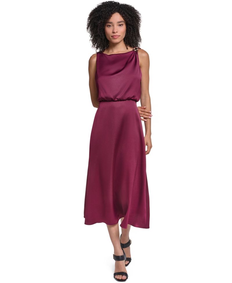 Women's Satin Sleeveless Midi Dress