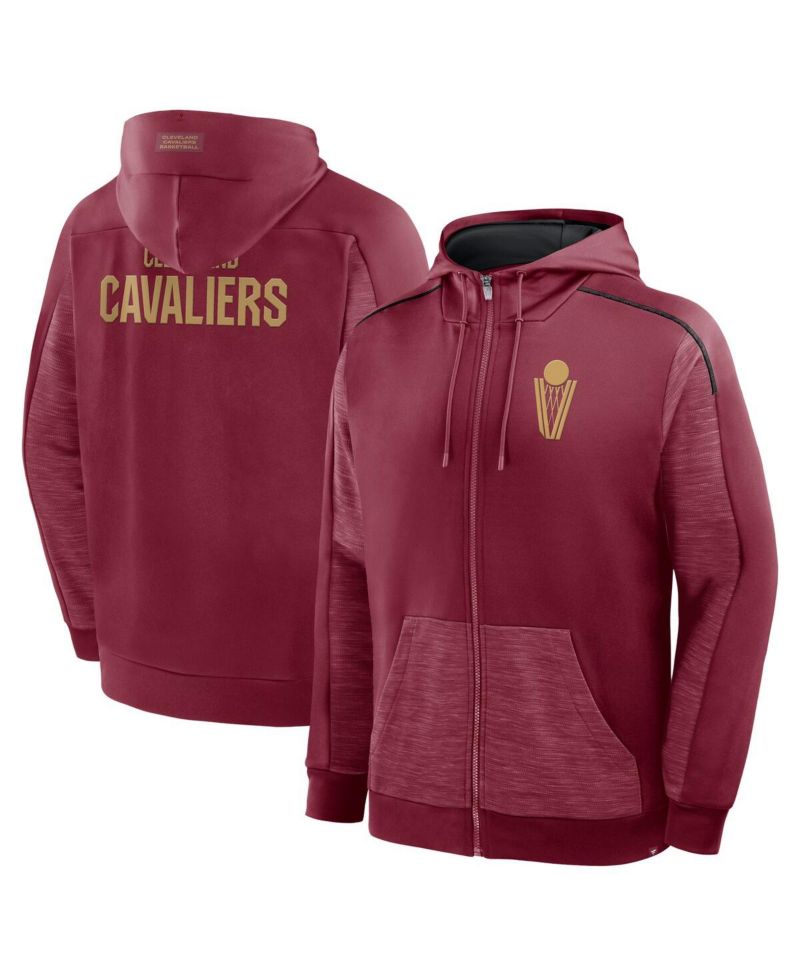 Men's Wine Cleveland Cavaliers Back Door Cut Play Defender Full-Zip Hoodie