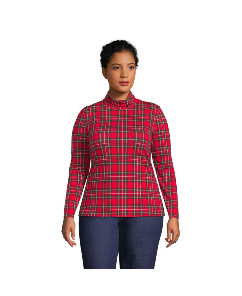 Plus Size Lightweight Jersey Long Sleeve Turtleneck