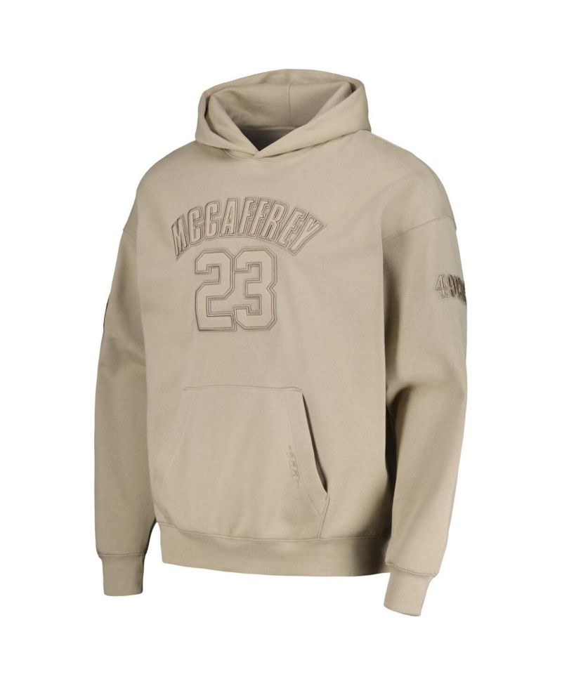Men's Christian McCaffrey Tan San Francisco 49ers Player Name and Number Pullover Hoodie