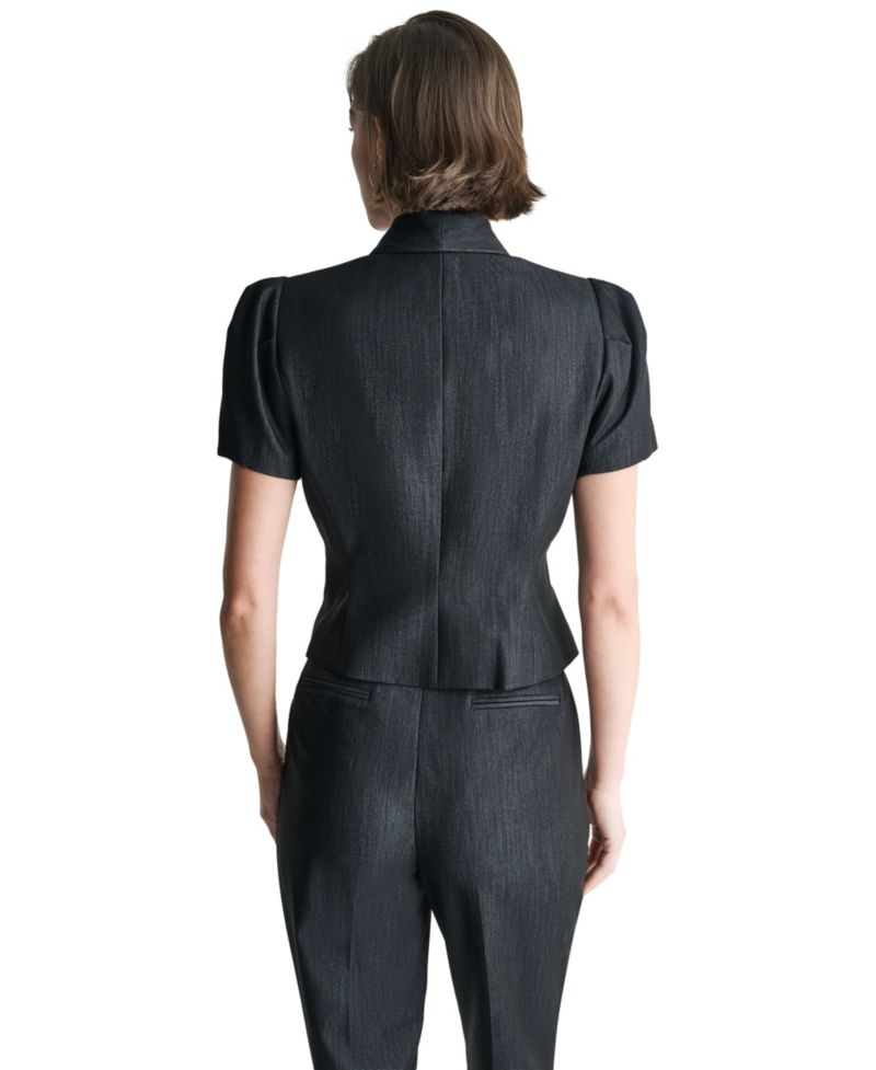 Women's Puff Short-Sleeve Cropped Double-Breasted Jacket