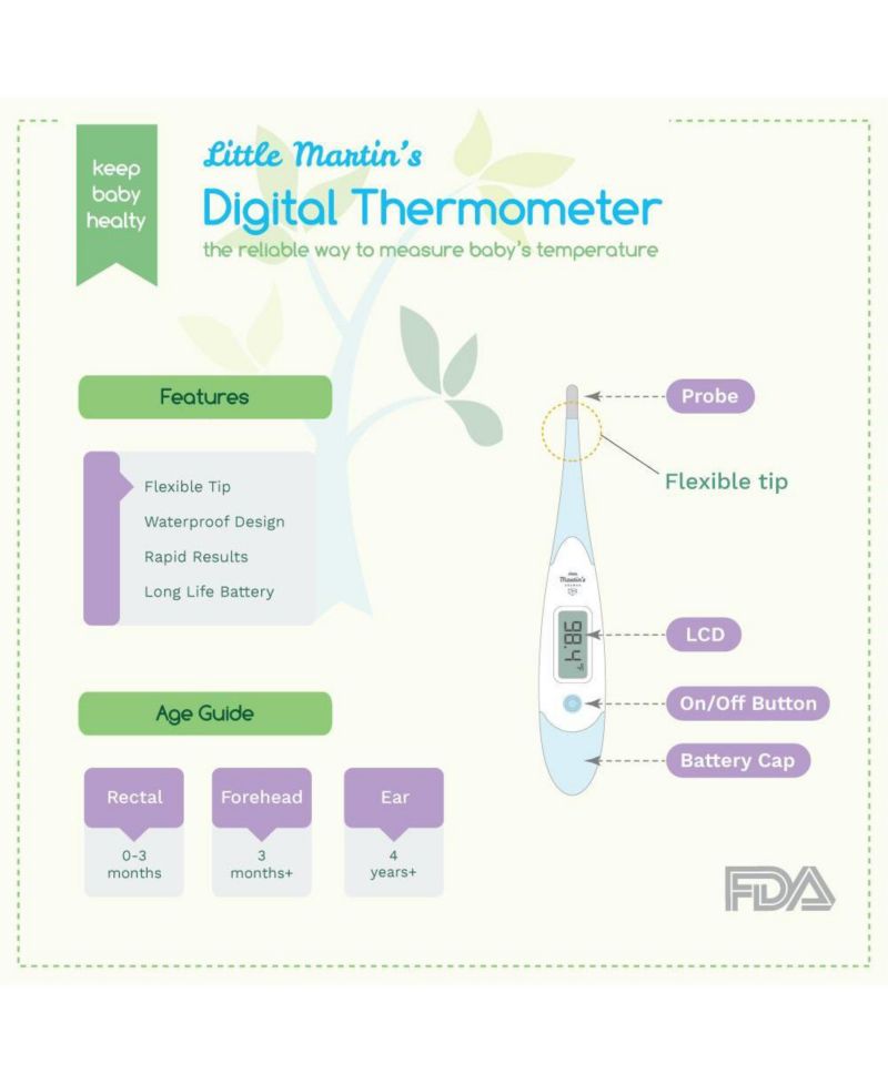Little Martin's Digital Medical Thermometer for Oral Armpit & Rectal Temperature