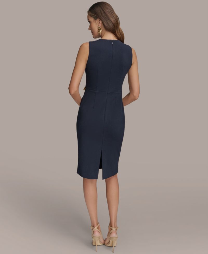 Women's Sleeveless Pleated Midi Sheath Dress