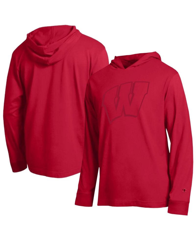 Men's Wisconsin Badgers Tonal All-Star Graphic Dropped-Shoulders Long Sleeve Hooded Sweatshirt