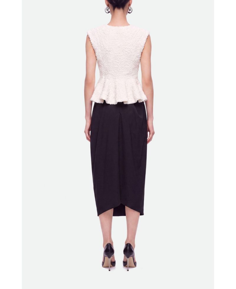 Women's Draped Pleat Detail Midi Skirt