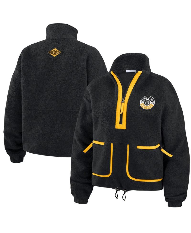 Women's Black Boston Bruins Polar Fleece Half-Zip Jacket