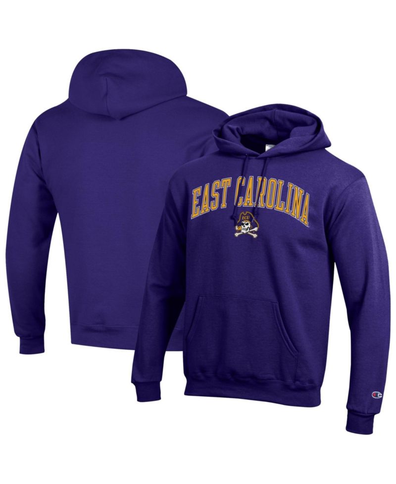 Men's Champion Purple ECU Pirates Arch Over Logo Pullover Hoodie