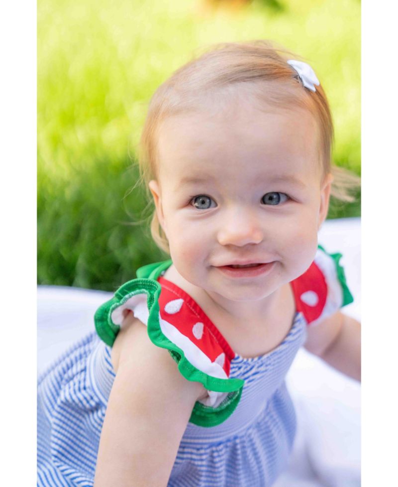Baby Girl's Seersucker Swimsuit With Watermelon