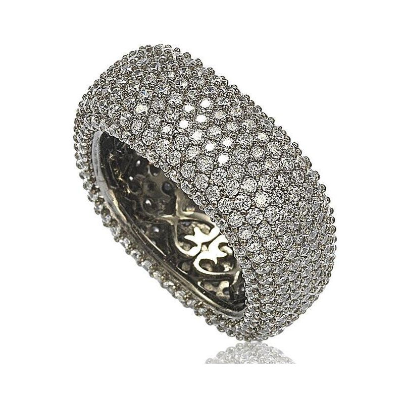 Suzy Levian Sterling Silver Cubic Zirconia Square Pave Eternity Ring