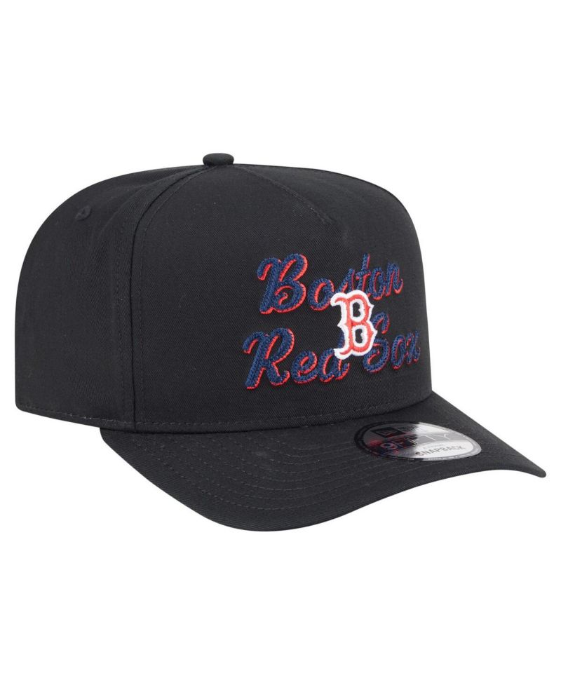 Men's Black Boston Red Sox Chainstitch 9FIFTY A-Frame Snapback Hat