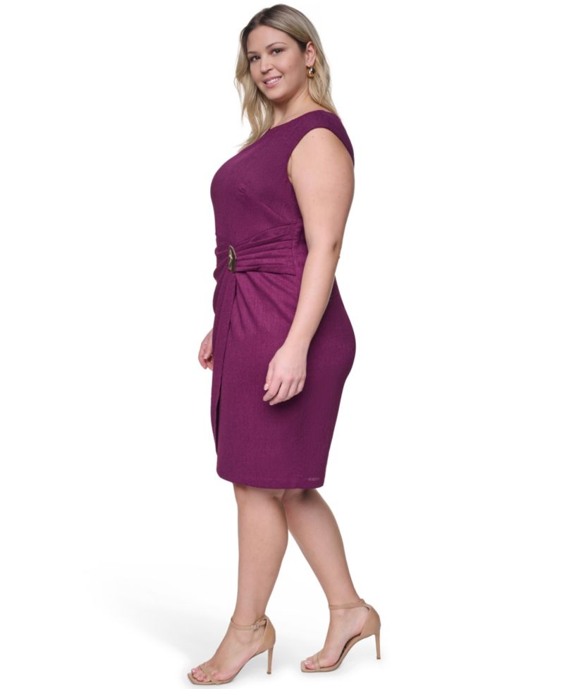 Plus Size Short-Sleeve Boat Neck Dress