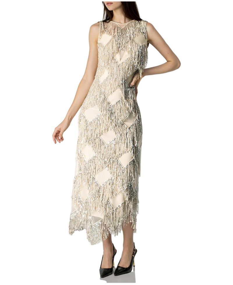 Women's Deco Shimmer Fringe Midi Dress