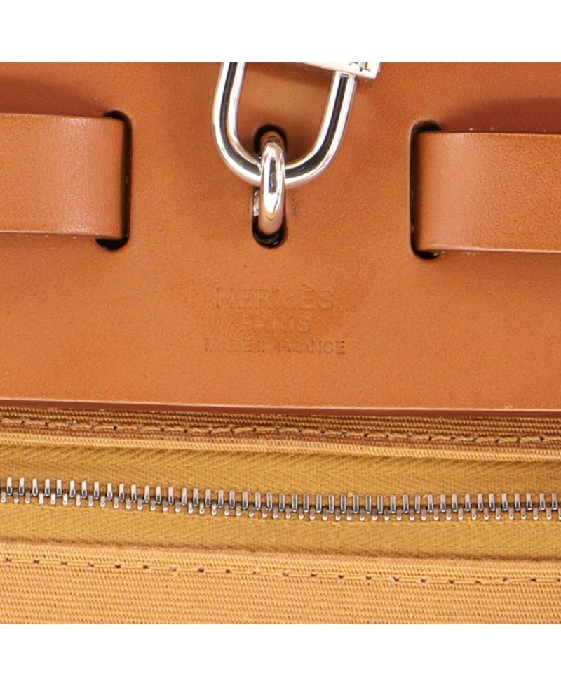 Pre-Owned Hermes 31 Herbag Zip Leather and Toile