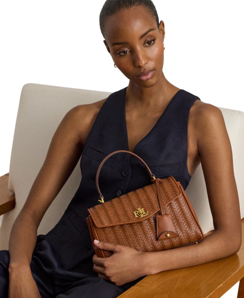 Farrah Woven Leather Small Satchel Handbag