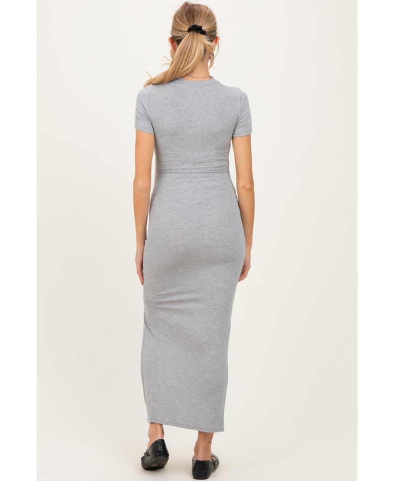 Women's Heather Short Sleeve High Slit Maxi Dress
