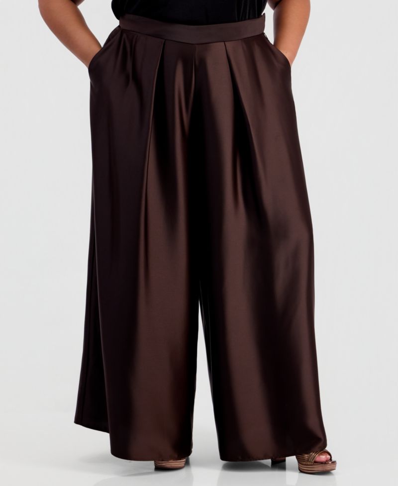 Plus Size Pleated Wide-Leg Pants