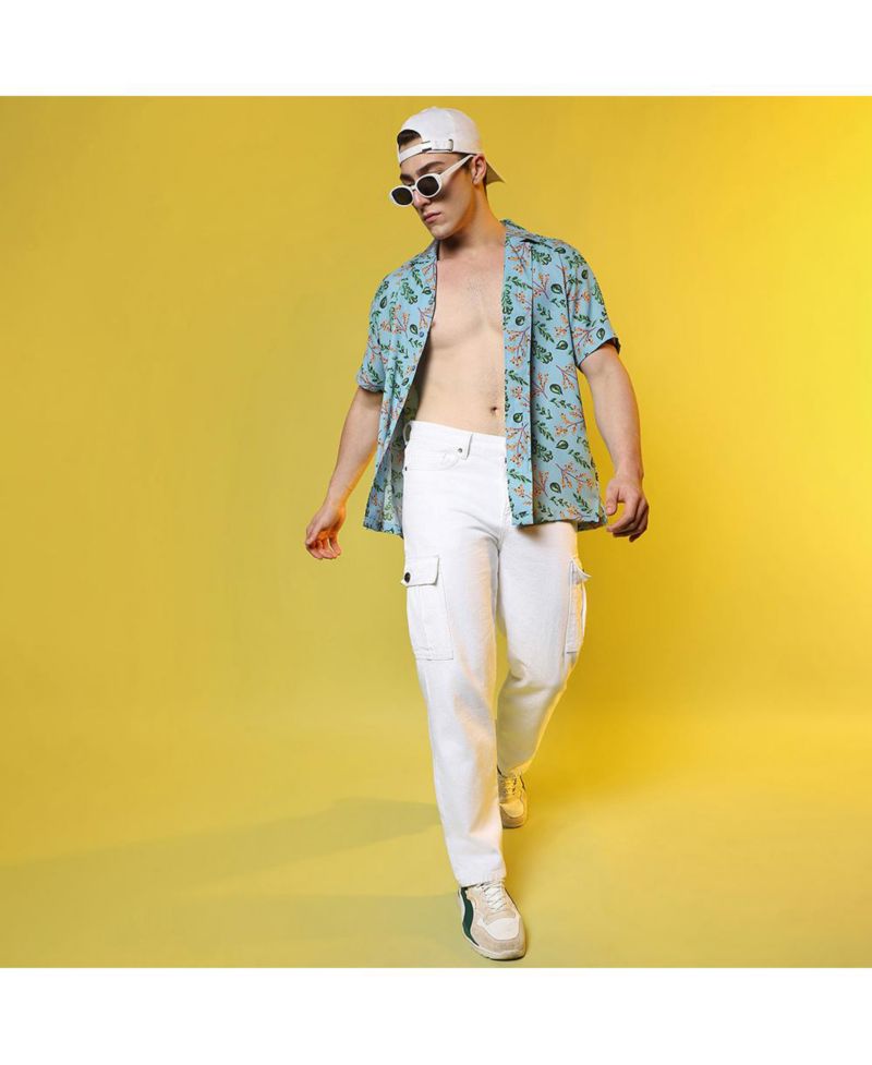 Men's Sky Blue Foliage Shirt