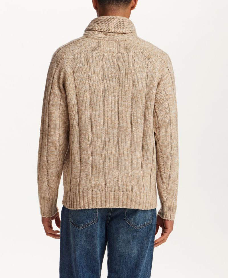 Men's Fisherman Cable-Knit Shawl Collar Pullover Sweater