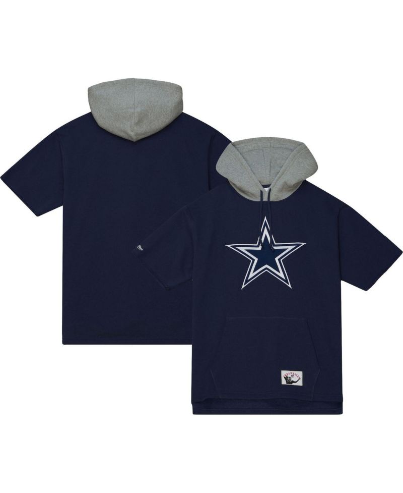 Men's Navy Dallas Cowboys Postgame Short Sleeve Hoodie