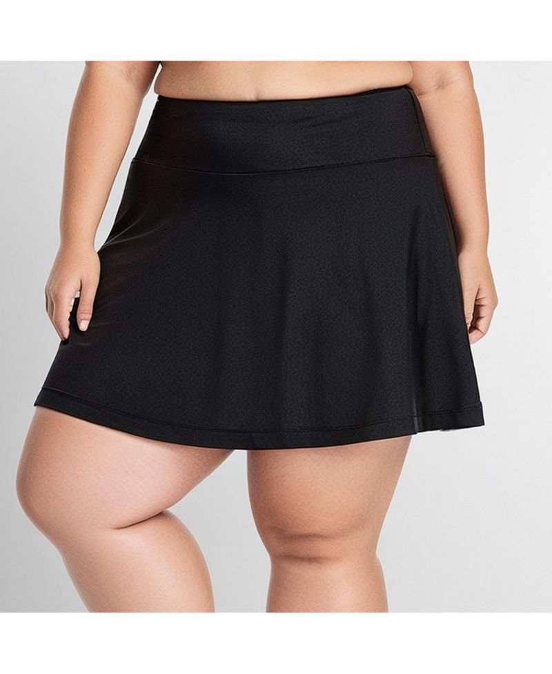 Plus Size High Waisted Chlorine Resistant Flowy Swim Skort With Attached Shorts