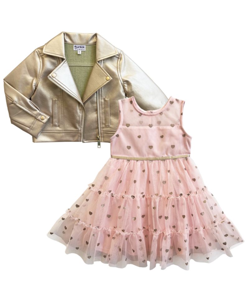 Girls' 2T-6X Biker Jacket and Sleeveless Dress, 2-Piece Set