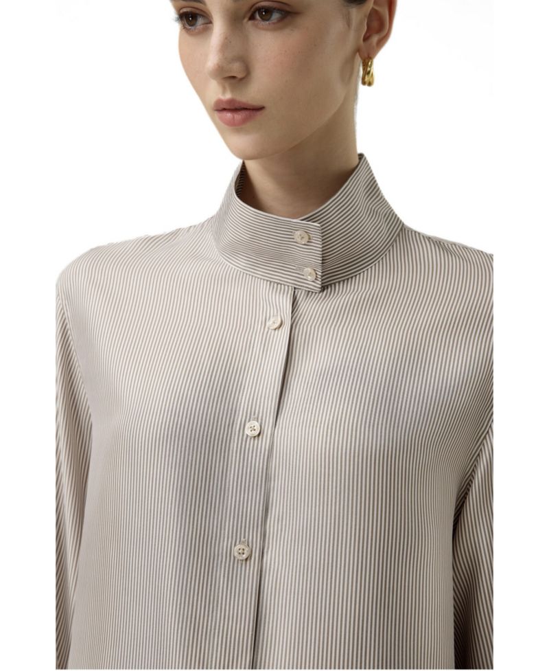 Women's Milano Silk Oversized Stand Collar Shirt