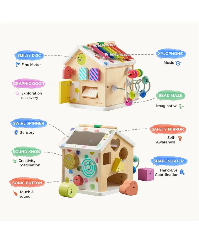 9-in-1 Wooden Activity Cube - Montessori Baby Activity Center