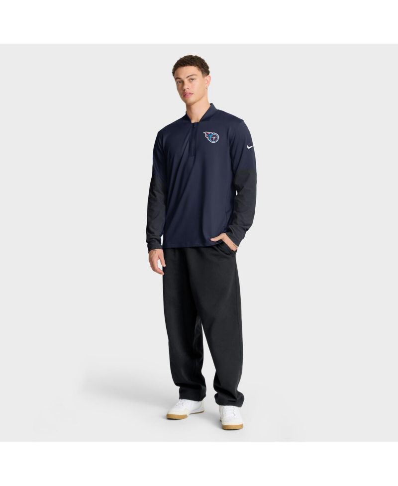 Men's Navy Tennessee Titans Sideline Dri-FIT Half-Zip Pullover Hoodie