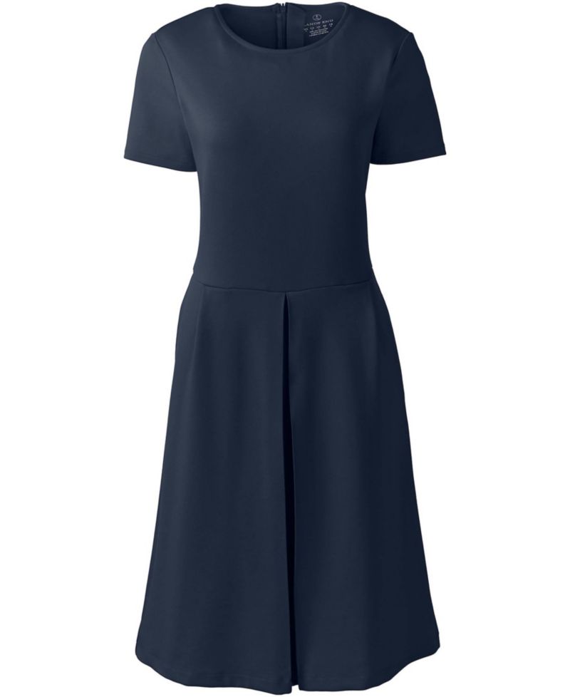 Women's Short Sleeve Ponte Dress Top of Knee