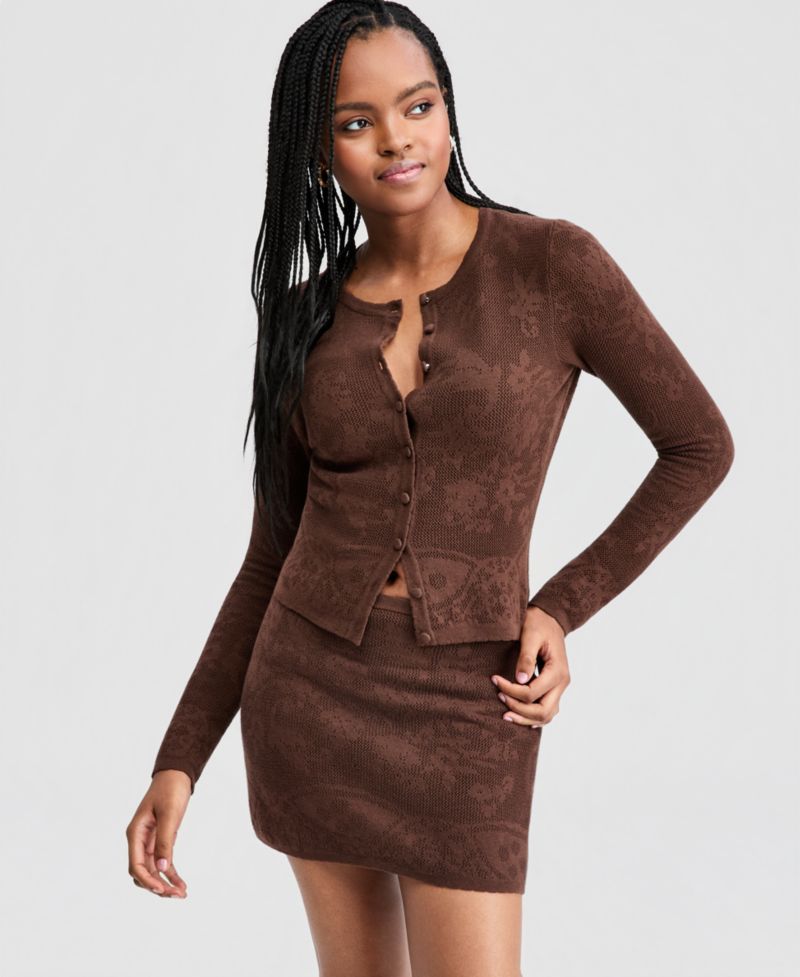 Petite Lace Knit Cardigan Sweater